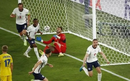 انجلترا تبلغ نصف نهائي كأس أوروبا 2020 بعد اكتساحها شباك أوكرانيا برباعية