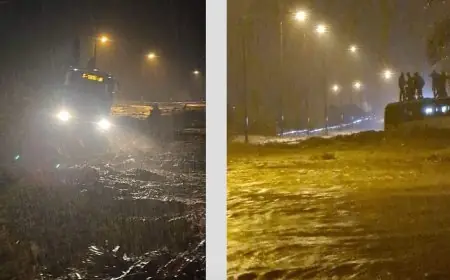 طاطا .. سيول جارفة تحاصر حافلة للركاب