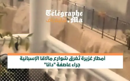 أمطار غزيرة تُغرق شوارع مالاقا الإسبانية جراء عاصفة "دانا"