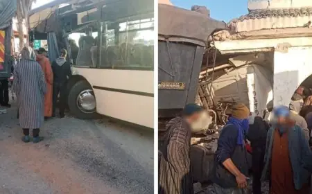 اصطدام حافلة بشاحنة يخلف  خسائر مادية كبيرة نواحي الصويرة