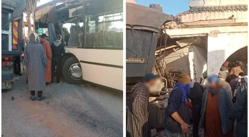اصطدام حافلة بشاحنة يخلف  خسائر مادية كبيرة نواحي الصويرة