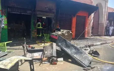 انفجار قنينة غاز يتسبب في حريق مهول بمحل للوجبات السريعة بمراكش