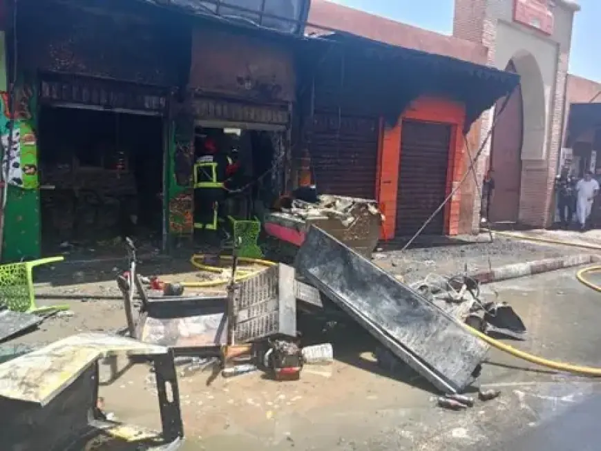 انفجار قنينة غاز يتسبب في حريق مهول بمحل للوجبات السريعة بمراكش