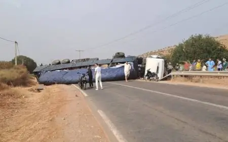 اصطدام مروع بين شاحنة وسيارة أجرة يخلف قتيلا وثلاثة جرحى بإقليم الخميسات