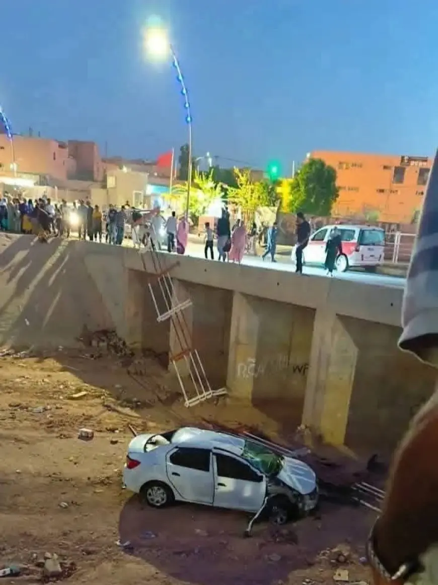 سقوط سيارة من فوق قنطرة بحي النهضة بشيشاوة دون خسائر بشرية