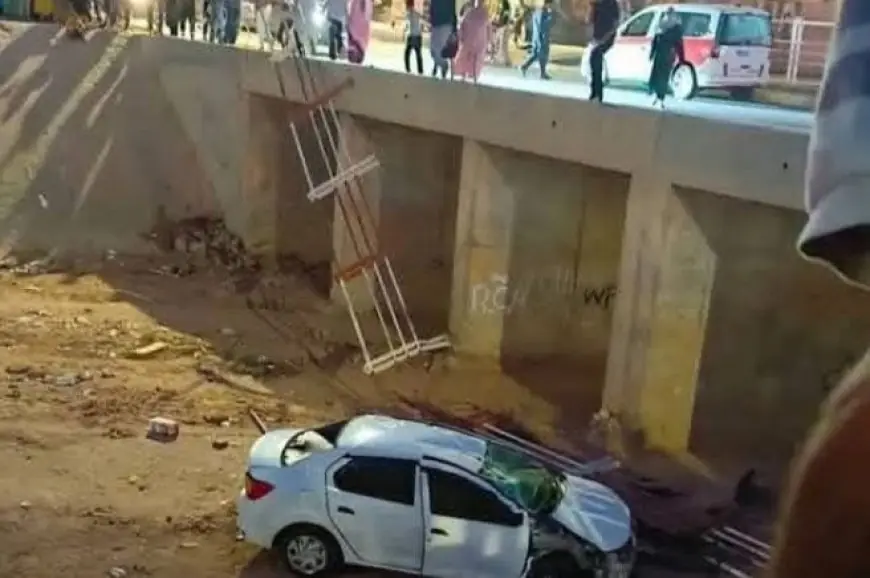 حادث صادم.. سيارة تهوي من فوق قنطرة بشيشاوة