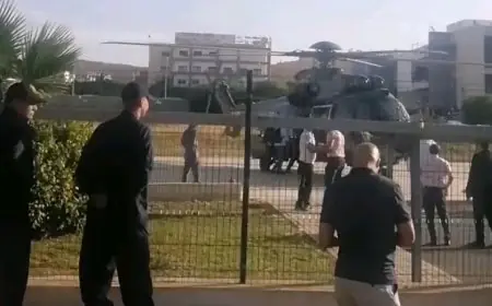 هليكوبتر طبية تنقل الشاب المصاب في احتجاجات وجدة إلى المستشفى العسكري بالرباط