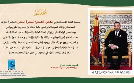 السيد رشيد مداح مدير وكالة الحوض المائي لسوس ماسة يهنئ جلالة الملك بمناسبة الذكرى 50 للمسيرة الخضراء