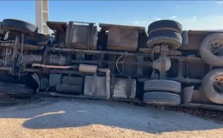 انقلاب شاحنة على الطريق السيار طنجة–أصيلة يسبب حريقا وعقبات مؤقتة في حركة السير