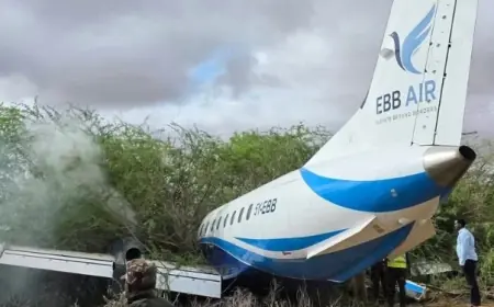 بعد نجاة جميع الركاب.. السلطات الكينية تفتح تحقيقاً في حادث انحراف طائرة "EBB Air" بمطار مانديرا