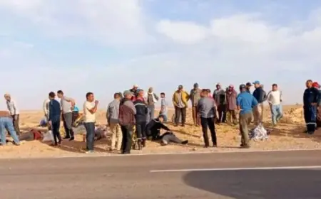إصابة 15 شخصا في انقلاب سيارة لنقل العمال الفلاحيين ضواحي أرفود