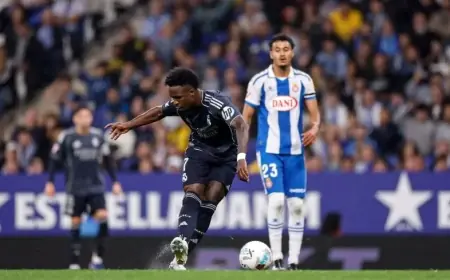 La Liga : le Real Madrid s’impose 2-0 sur la pelouse de l’Espanyol grâce à un doublé de Vinicius Junior