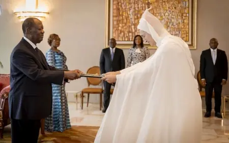 Côte d’Ivoire : Le nouvel ambassadeur du Maroc Othmane Ferdaous présente ses lettres de créance à Hassane Ouattara