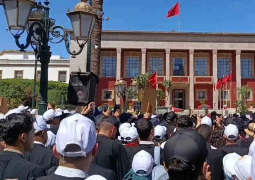 المحامون يحتجون أمام البرلمان ضد القانون الجديد للمهنة