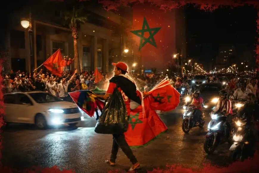 الجماهير المغربية تحتفل بفوز "أسود الأطلس" على هولندا