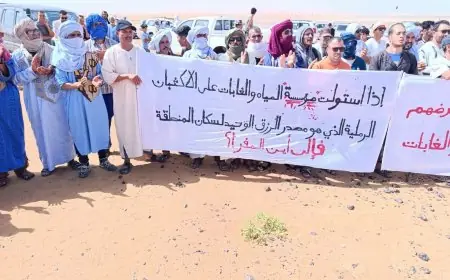 ساكنة مرزوگة يخرجون للاحتجاج ضد عملية تحديد وتحفيظ ”رمال مرزوگة”