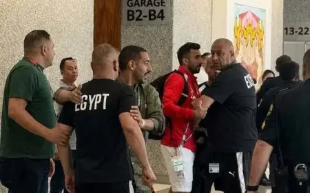 مدير المنتخب المصري إبراهيم حسن يدخل في شجار مع رجل أمن دفاعاً عن طفل