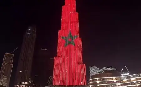برج خليفة يكتسي ألوان العلم المغربي احتفاء بإنجاز أسود الأطلس في مونديال 2026