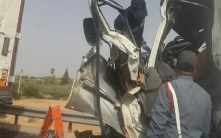 مصرع سائق في اصطدام عنيف بين شاحنتين بالطريق السيار ضواحي مراكش