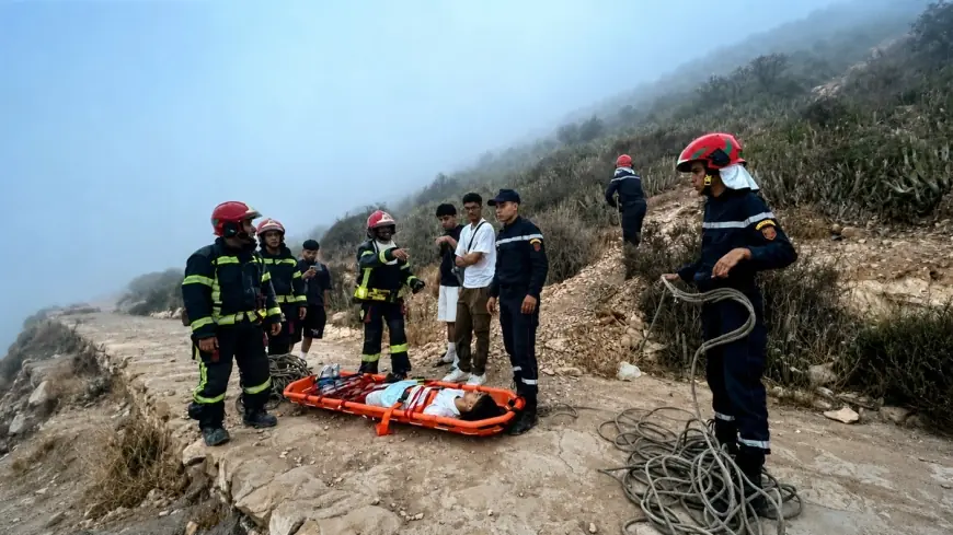 عناصر الوقاية المدنية تنقذ 4 سياح بريطانيين علقوا بجبال أكادير أوفلا