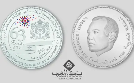 Bank Al-Maghrib émet une pièce commémorative en argent de 250 dirhams à l’occasion du 63e anniversaire du roi Mohammed VI