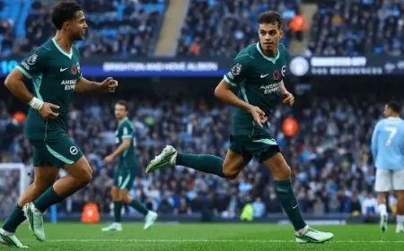 مانشستر سيتي ينهزم أمام برايتون ويحافظ على صدارته للدوري الإنجليزي